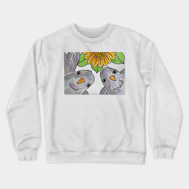 Funny peeping pigeons Crewneck Sweatshirt by Puddle Lane Art